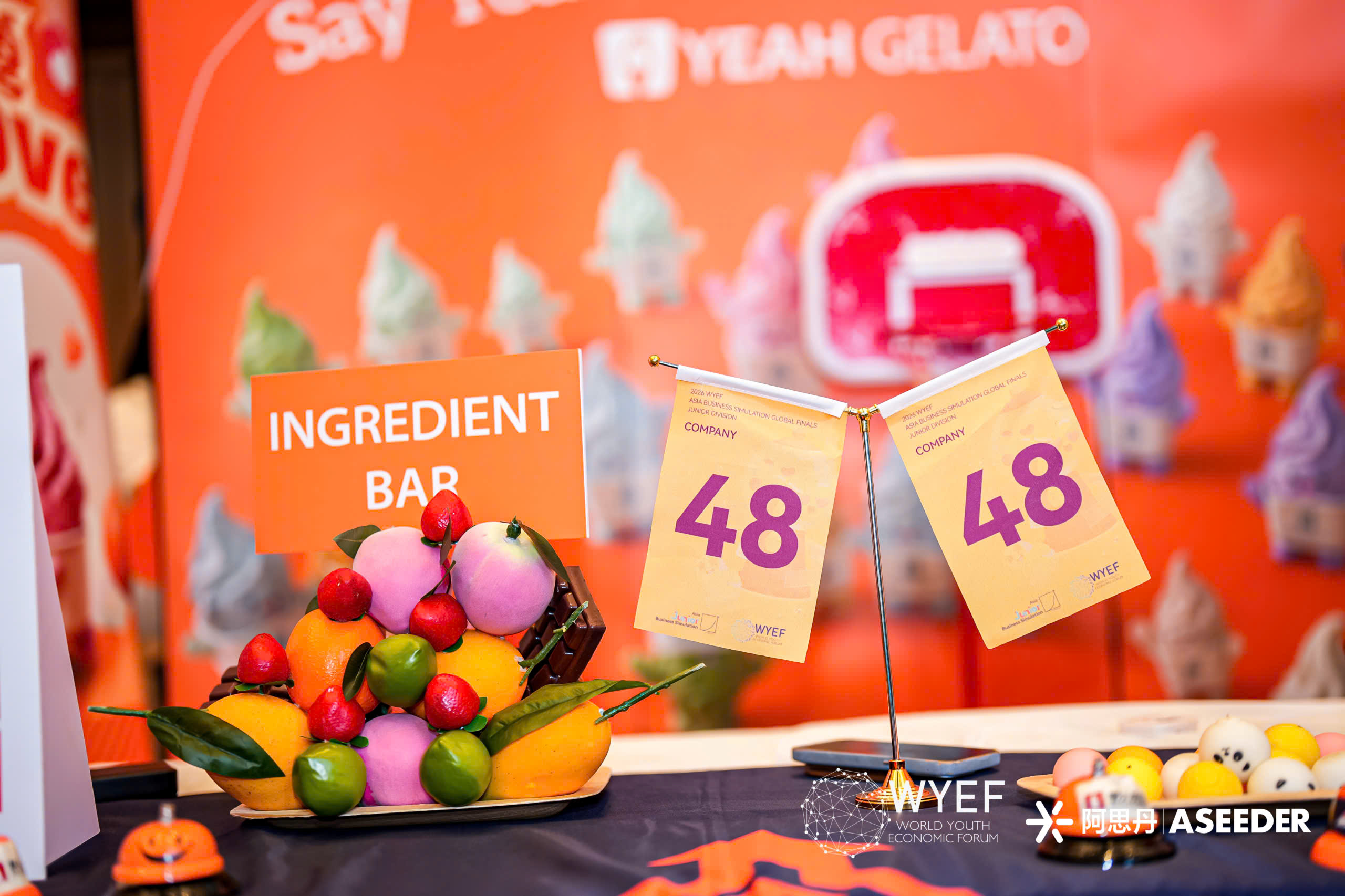 Yeah Gelato ingredient bar with printed campaign materials