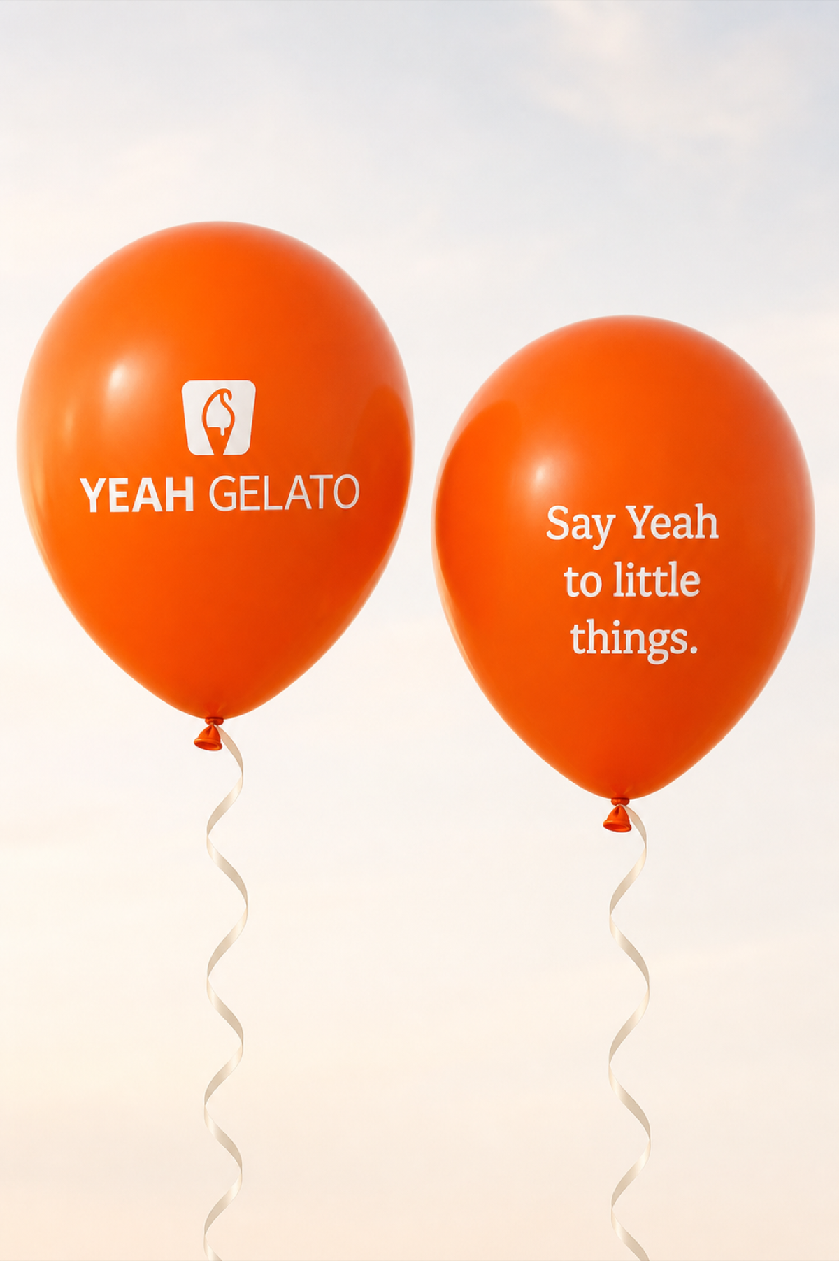 Yeah Gelato branded orange balloons